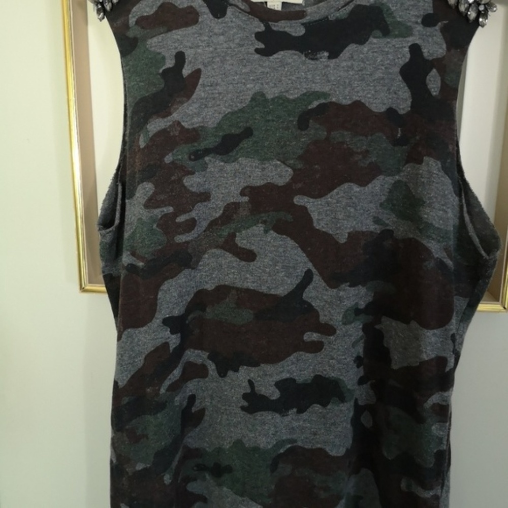Sleeveless t shirt bead fancy Stones